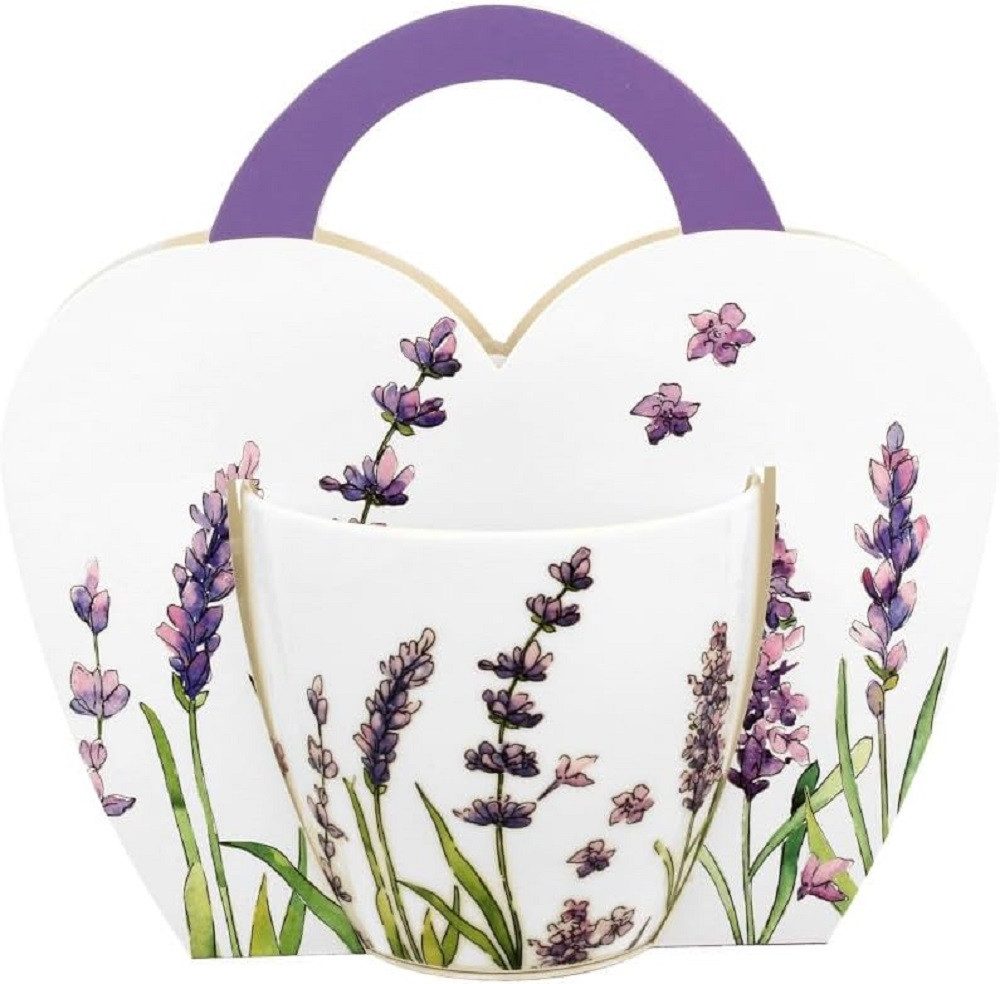 DUO Porcelain Collection Becher Blumen, Porzellantasse, Vogel, Sommer, Frühling, Herbst, Winter, 1-tlg., Porzellan, LAVENDEL, Blumen, Schmetterling, Tee, kaffee Tasse, Ideal als Geschenk