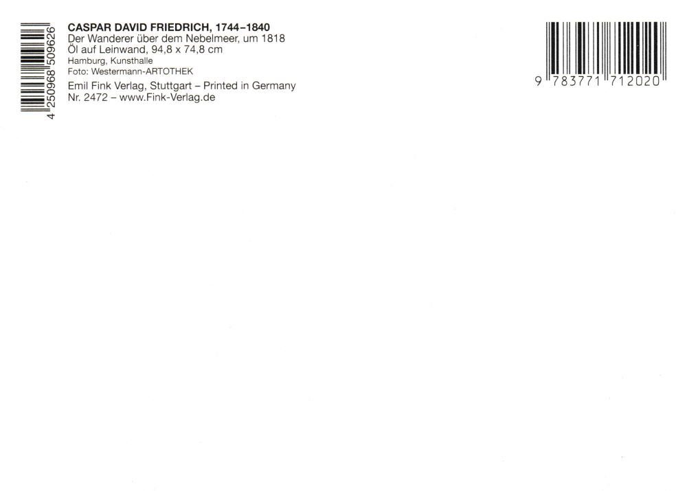 Postkarte Kunstkarte Caspar über "Wanderer David Friedrich dem Nebelmeer"