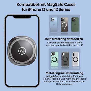 Wicked Chili KFZ MagSafe Autohalterung Ladegerät iPhone 15 14 13 12 Smartphone-Halterung, (1er Set, 1-tlg., 2in1 Autohalterung & MagSafe Wireless Lader für iPhone 15, 14, 13, 12)