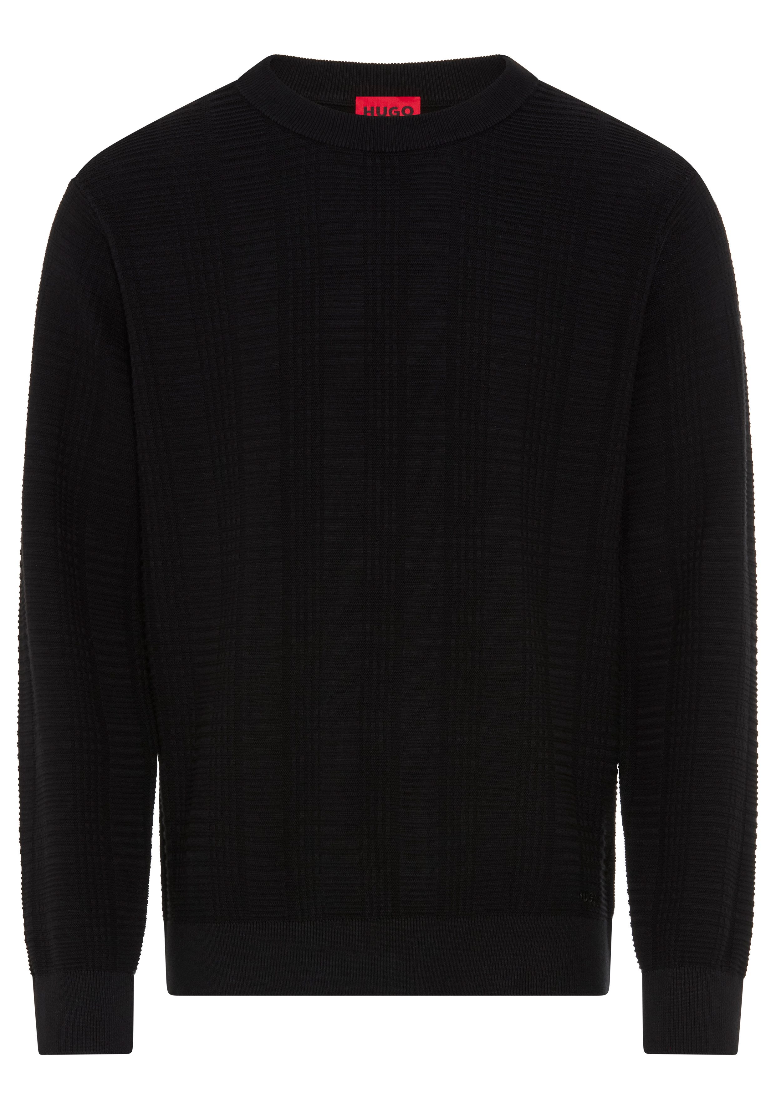 HUGO Strickpullover Simoh Rundhalsausschnitt, reine Baumwolle, Regular Fit
