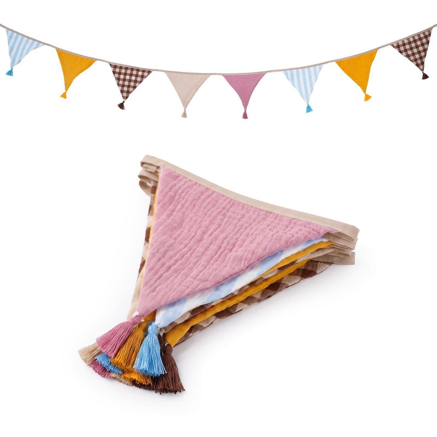 LuxusKollektion Wimpelkette Wimpelkette Kinderzimmer Boho 2,6m Musselin