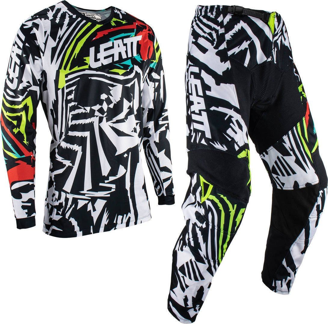 Set Hose 3.5 Black/White Zebra Leatt und Jersey Motorradhose Motocross