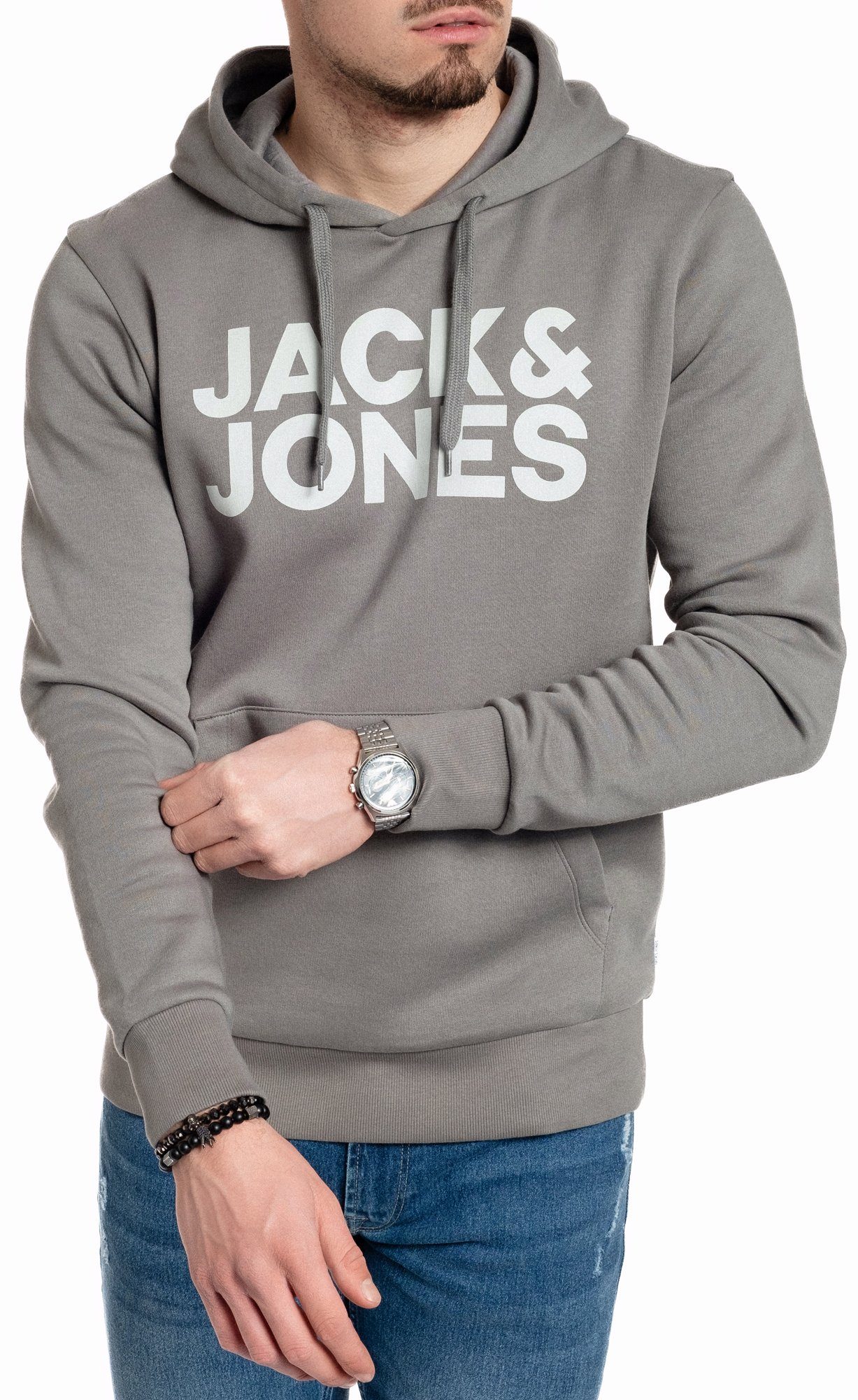 Jack & Jones Kapuzensweatshirt mit Kängurutasche Sedona-White