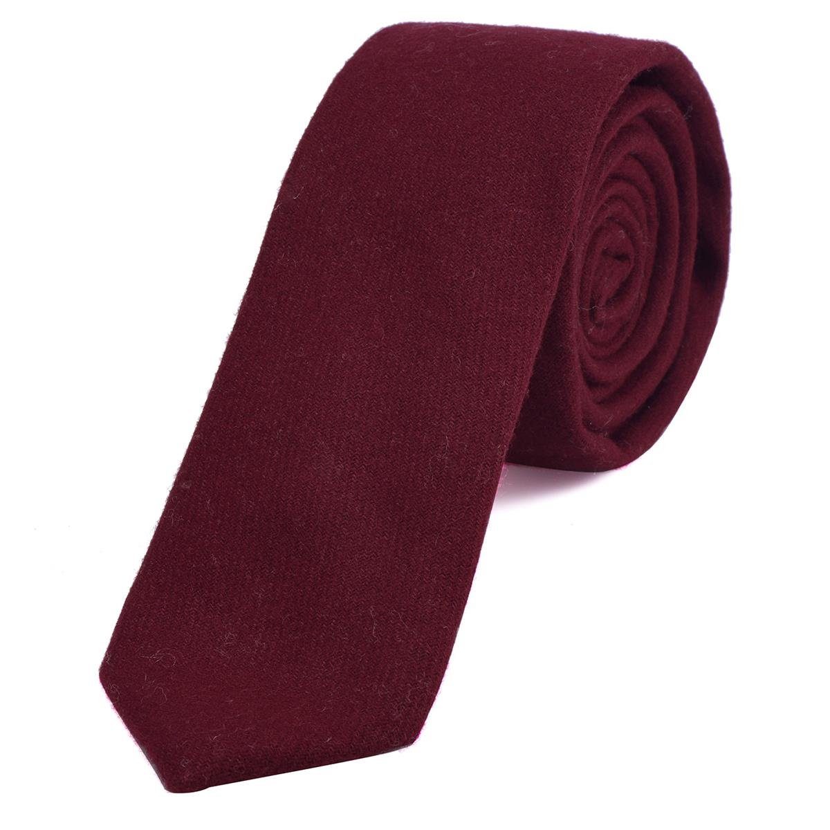DonDon Krawatte Herren Krawatte gepunkt 1-St., (Packung, einfarbig 1x Baumwolle, Veranstaltungen bordeauxrot festliche cm Büro für oder verschiedene Krawatte) und kariert 6 Muster