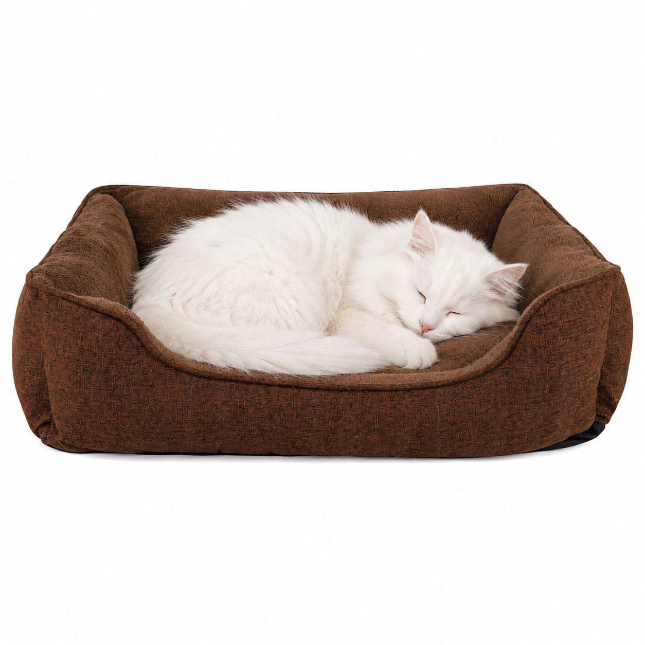 lionto Tierkissen für Katzen mit waschbarem & meliertem Außenbezug 90x75 cm, braun, Textil, Katzenkissen mit Plüsch-Innenfläche, rutschfester Boden