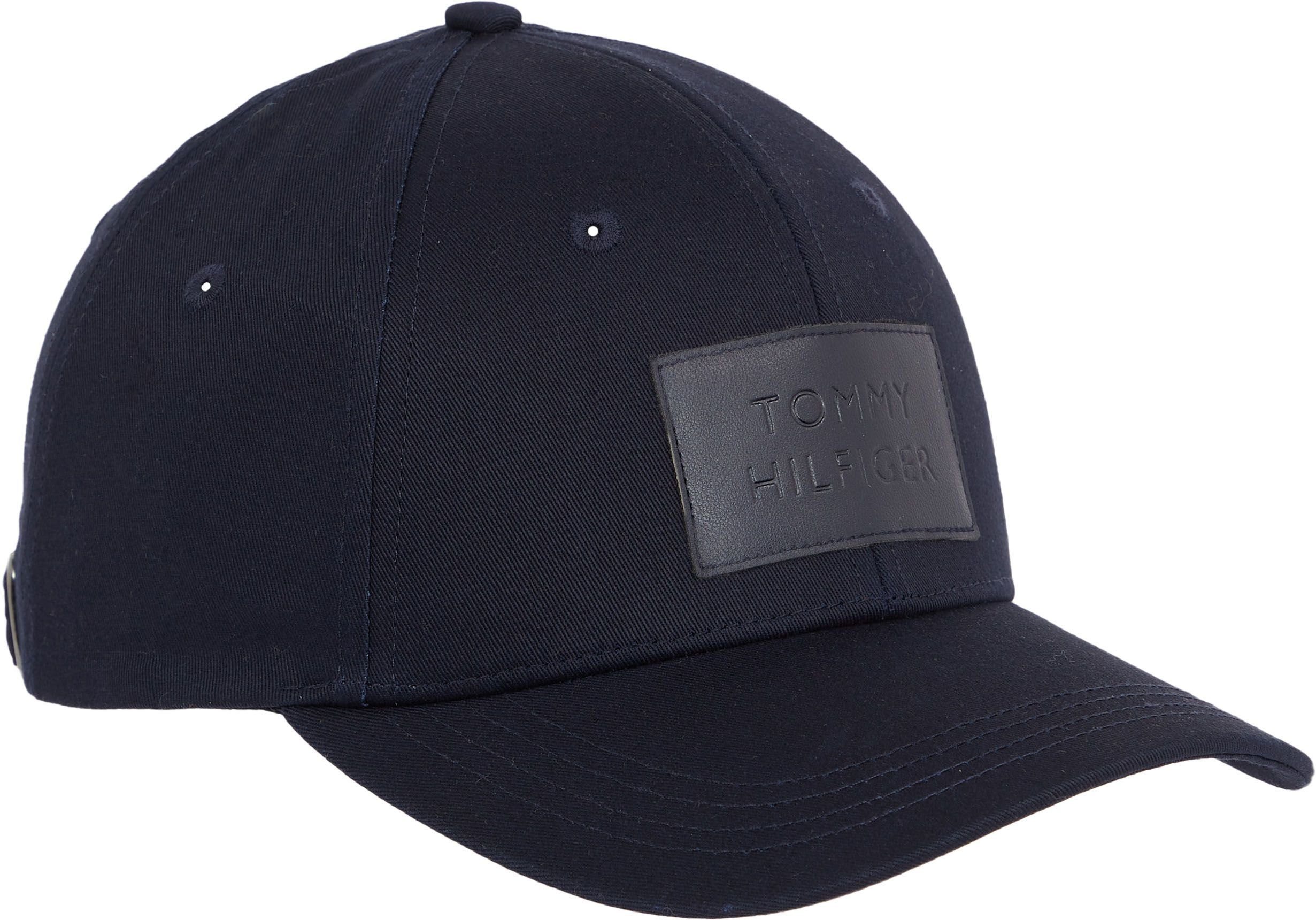 Cap mit dunkelblau Baseball Hilfiger Tommy Leder-Badge