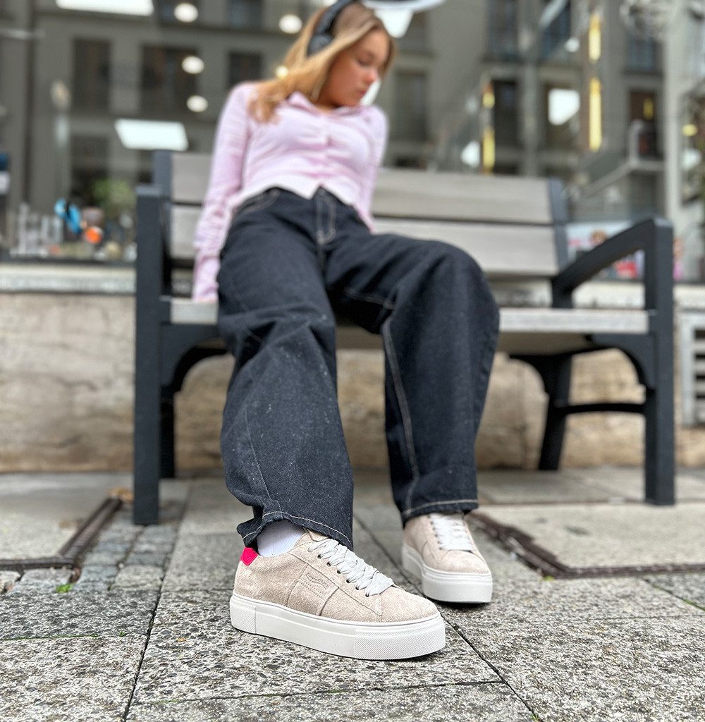 Softclox SNEAKER Low top Velours warm grey Stiefelette