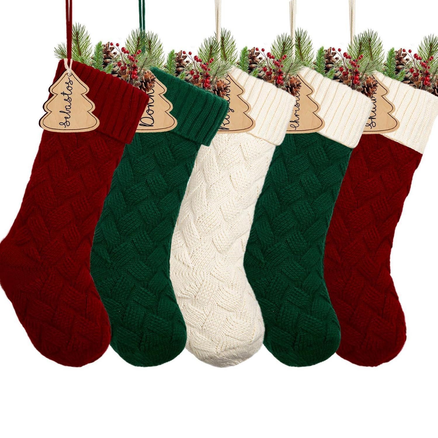 LuxusKollektion Nikolausstiefel Weihnachtsstrümpfe 5er Set Strick mit Ornament (5 St)