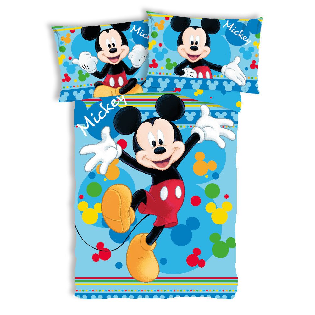 Disney Kinderbettwäsche Disney Mickey Joyful Kinderbettwäsche 100×135cm, 40×60cm, 100% Baumwolle