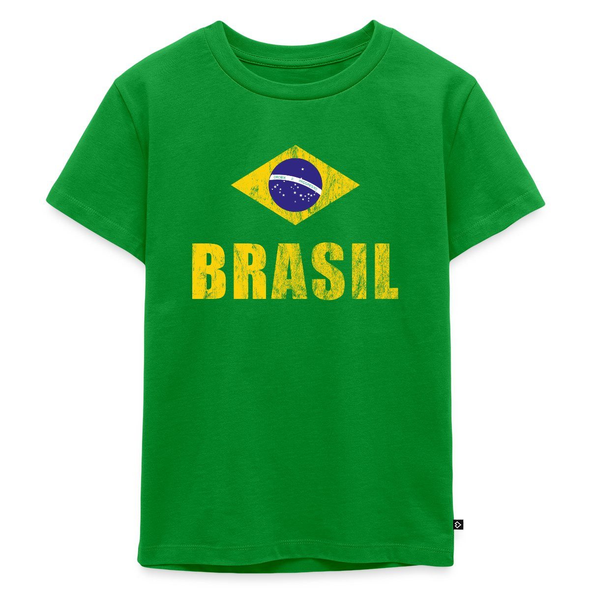 Spreadshirt T-Shirt Brasilien Fußball Retro Kinder Premium T-Shirt (1-tlg) Normaler Schnitt für optimale Passform