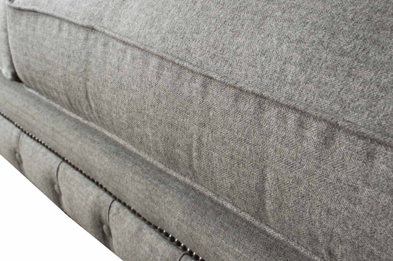 In Dreisitz Made Grau, Möbel Büro Chesterfield JVmoebel Samt Couch Europe 230cm Sofa Sofa Englische