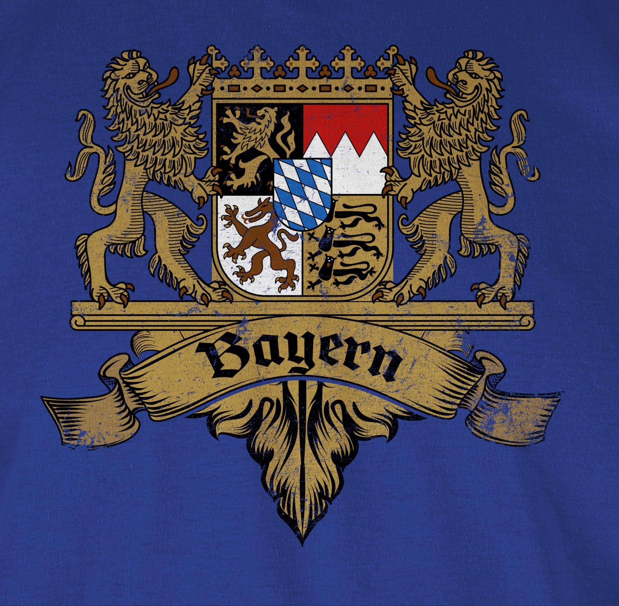 Royalblau Oktoberfest Shirtracer Mode T-Shirt für Herren Bayernland Freistaat Wappen Bayern 02 Bayern
