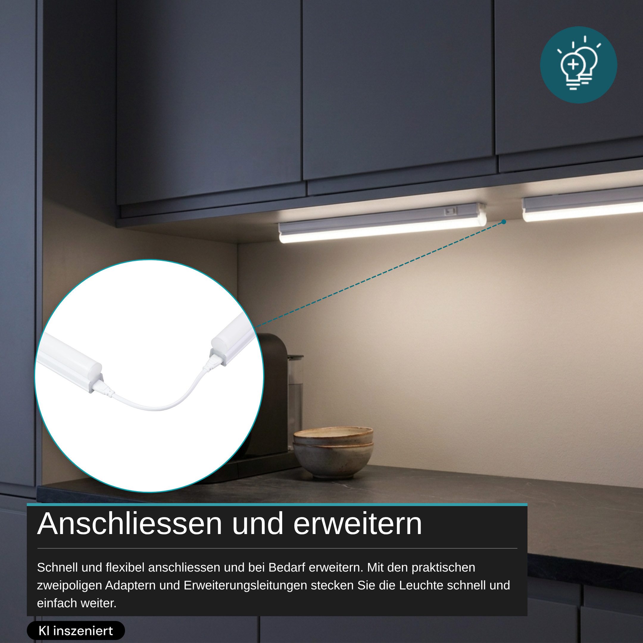 LUXULA LED Unterbauleuchte LUXULA LED Unterbauleuchte 58 cm 8 W 4500 K Neutralweiß Weiß, LED fest integriert, Neutralweiß – Bild 4 von 5