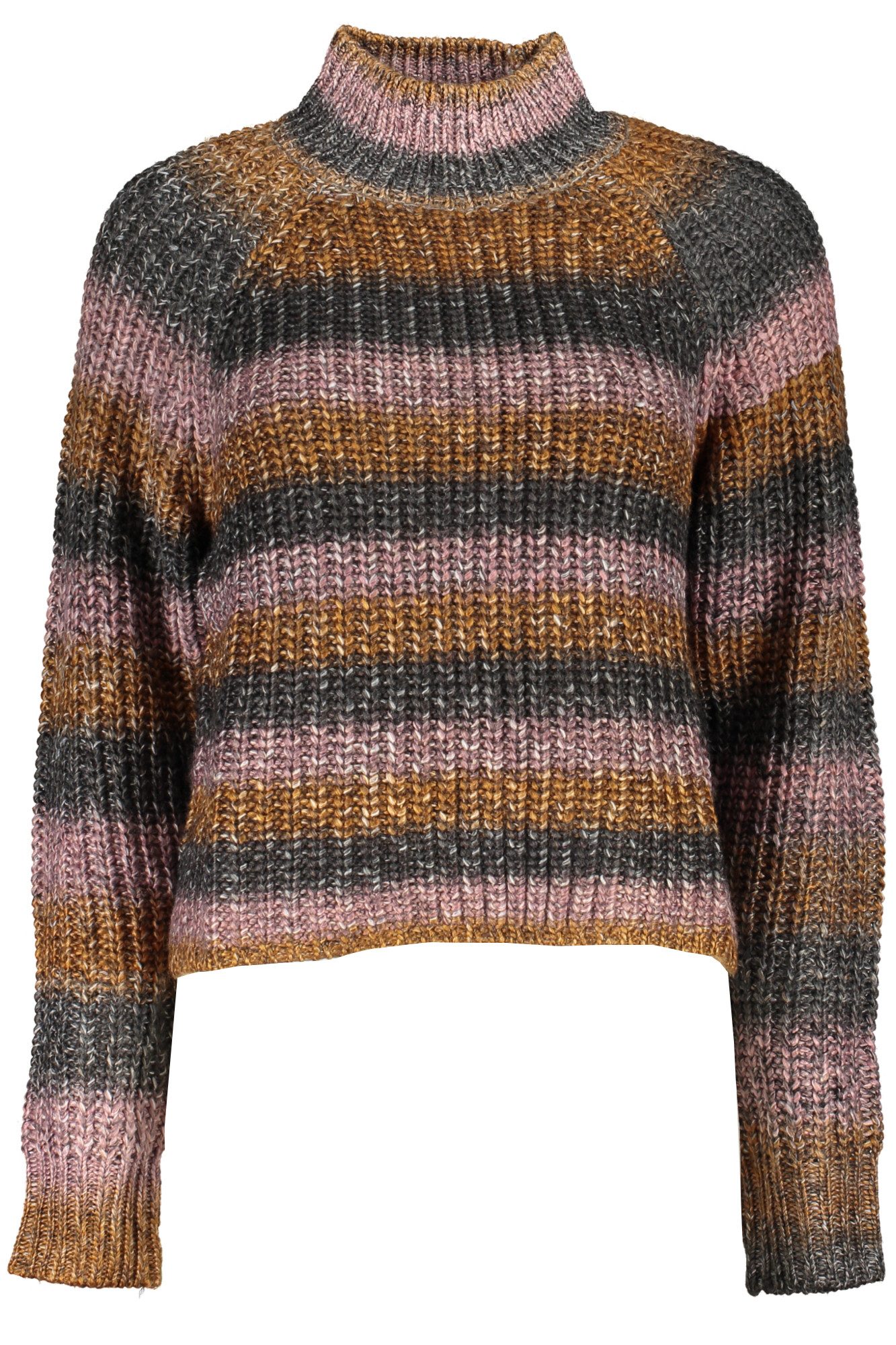 Desigual Strickpullover Grauer Damenpullover mit hohem Kragen & Kontrastdetails online kaufen