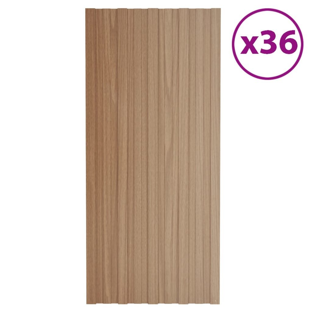 vidaXL Dachschindeln Dachpaneele 36 Stk Verzinkter Stahl Holzoptik Hell 100x45 cm Dacheinde
