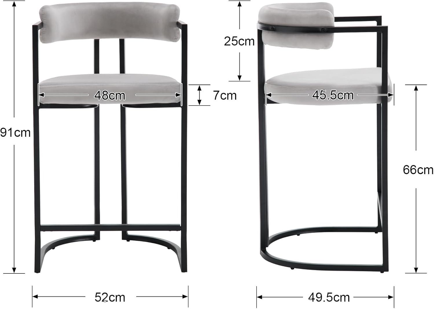 WAHSON OFFICE CHAIRS Barhocker 2er Set, Samt Küchenhocker Barstühle mit sch günstig online kaufen