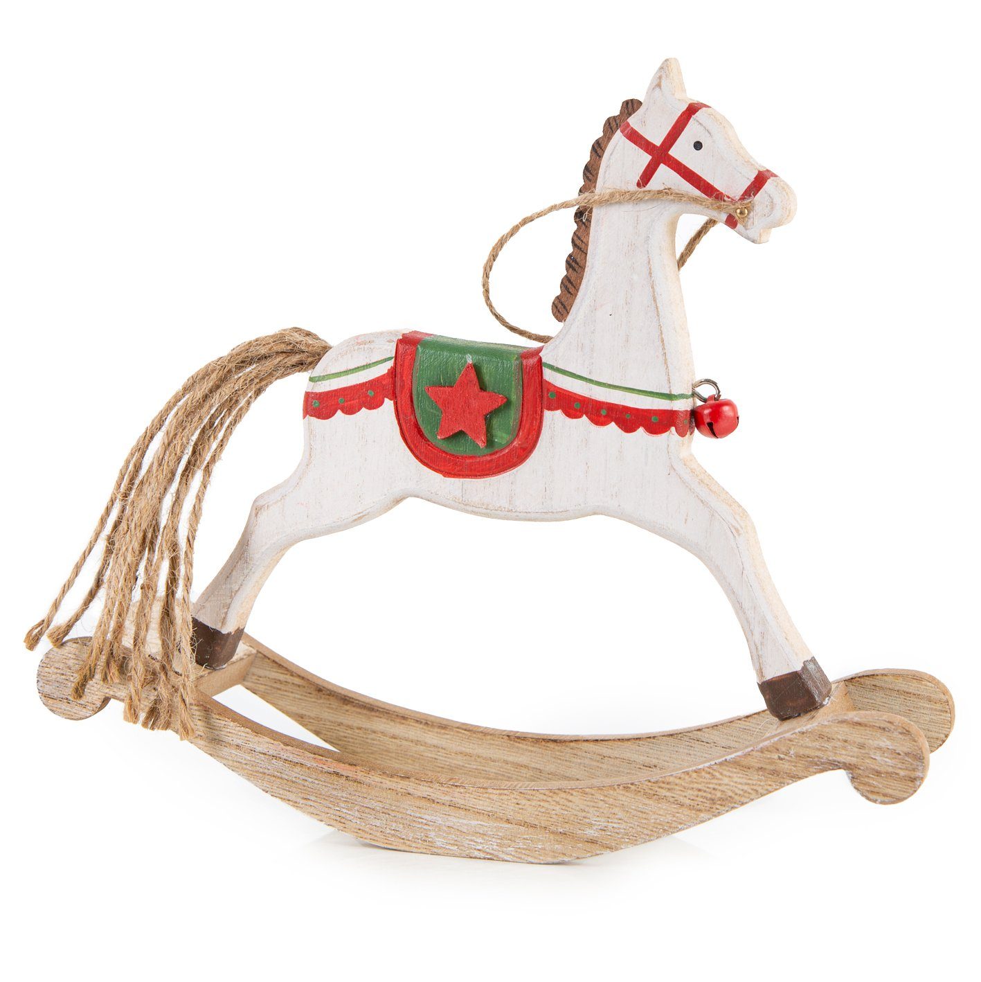 Weihnachtsfigur Schaukelpferd Weihnachtsfigur Holz Figur Deko 21cm