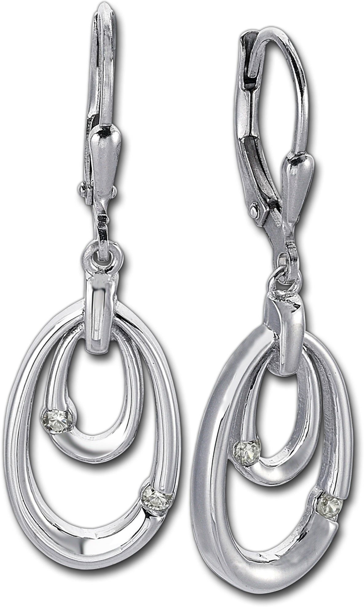 Balia Paar Ohrhänger Balia Damen Ohrringe poliert 925er (Ohrhänger), Damen Ohrhänger Ovale aus 925 Sterling Silber, Länge ca. 3,8cm