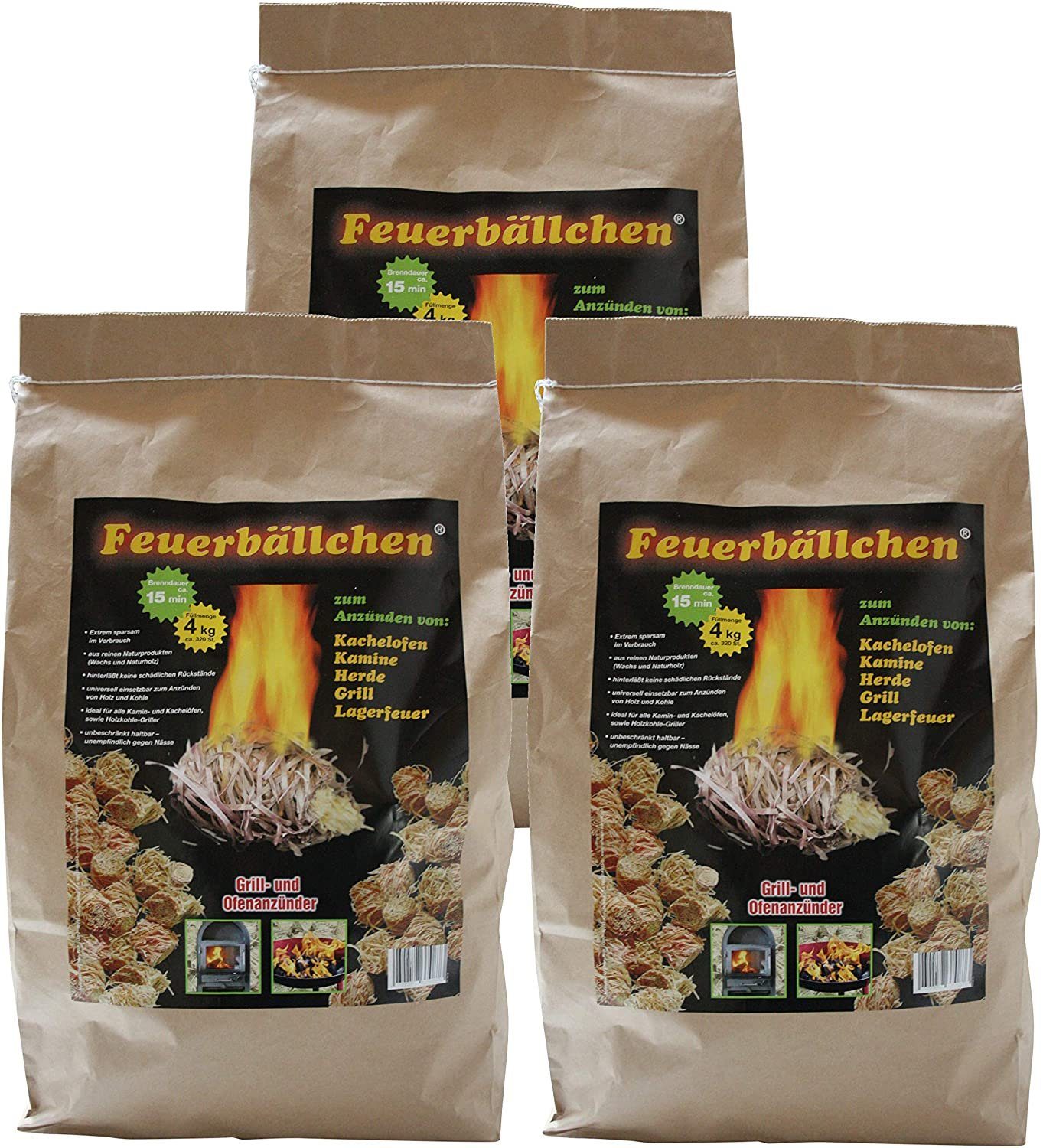 Raiffeisen Waren Grillanzünder Feuerbällchen Anzündwolle, Kaminanzünder, Ofenanzünder, Anzünder Holz