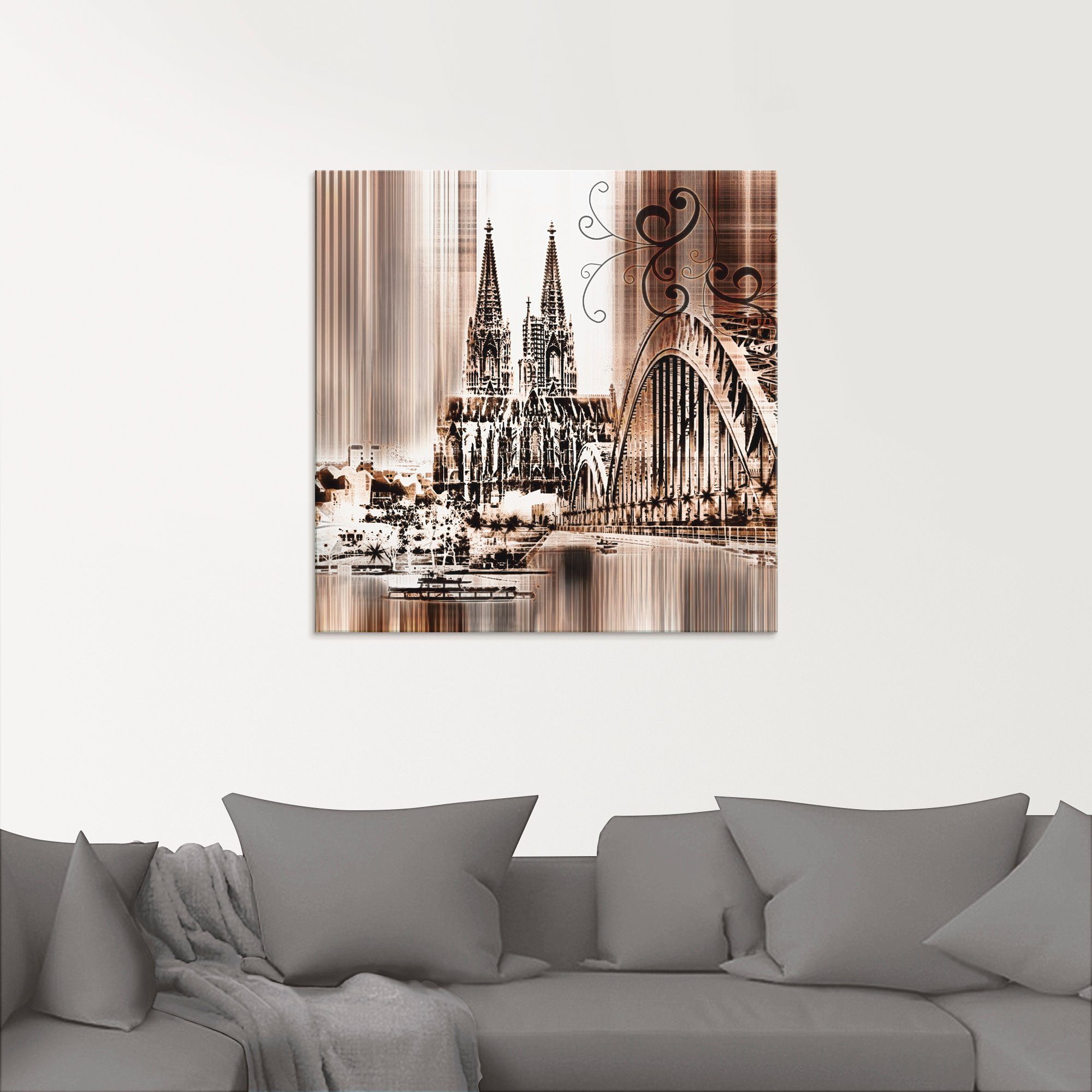 Glasbild Köln Architektonische Größen in St), (1 Collage VI, verschiedenen Skyline Elemente Artland