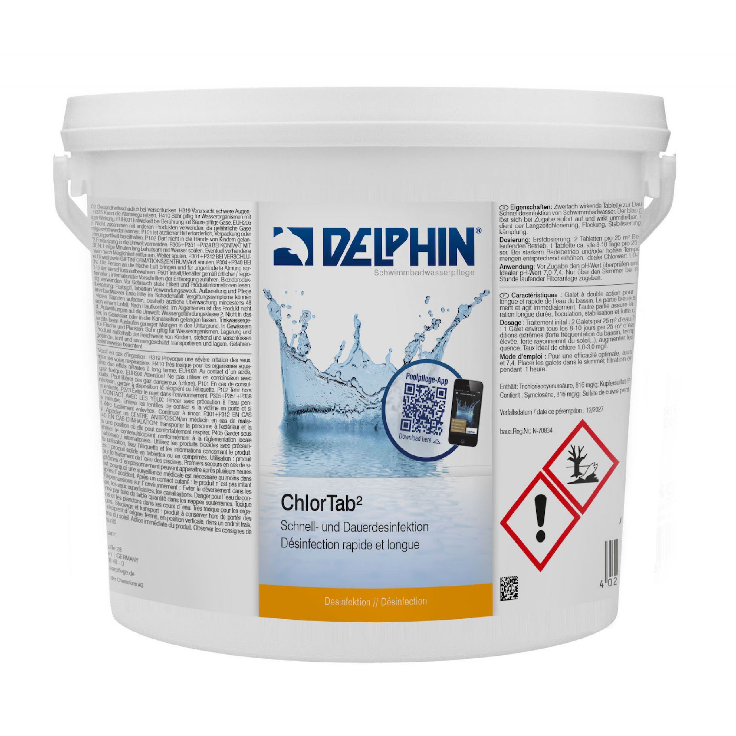 Chemoform Poolpflege Delphin Chlor Tab² 250g Tablette 3 kg Schnelldesinfektion