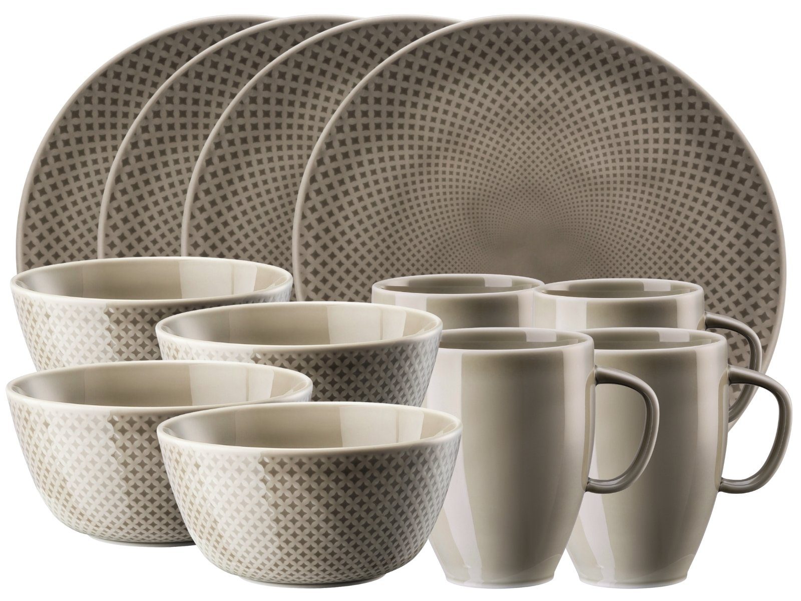 Rosenthal Frühstücks-Set Junto Pearl Grey Frühstücksset 12tlg