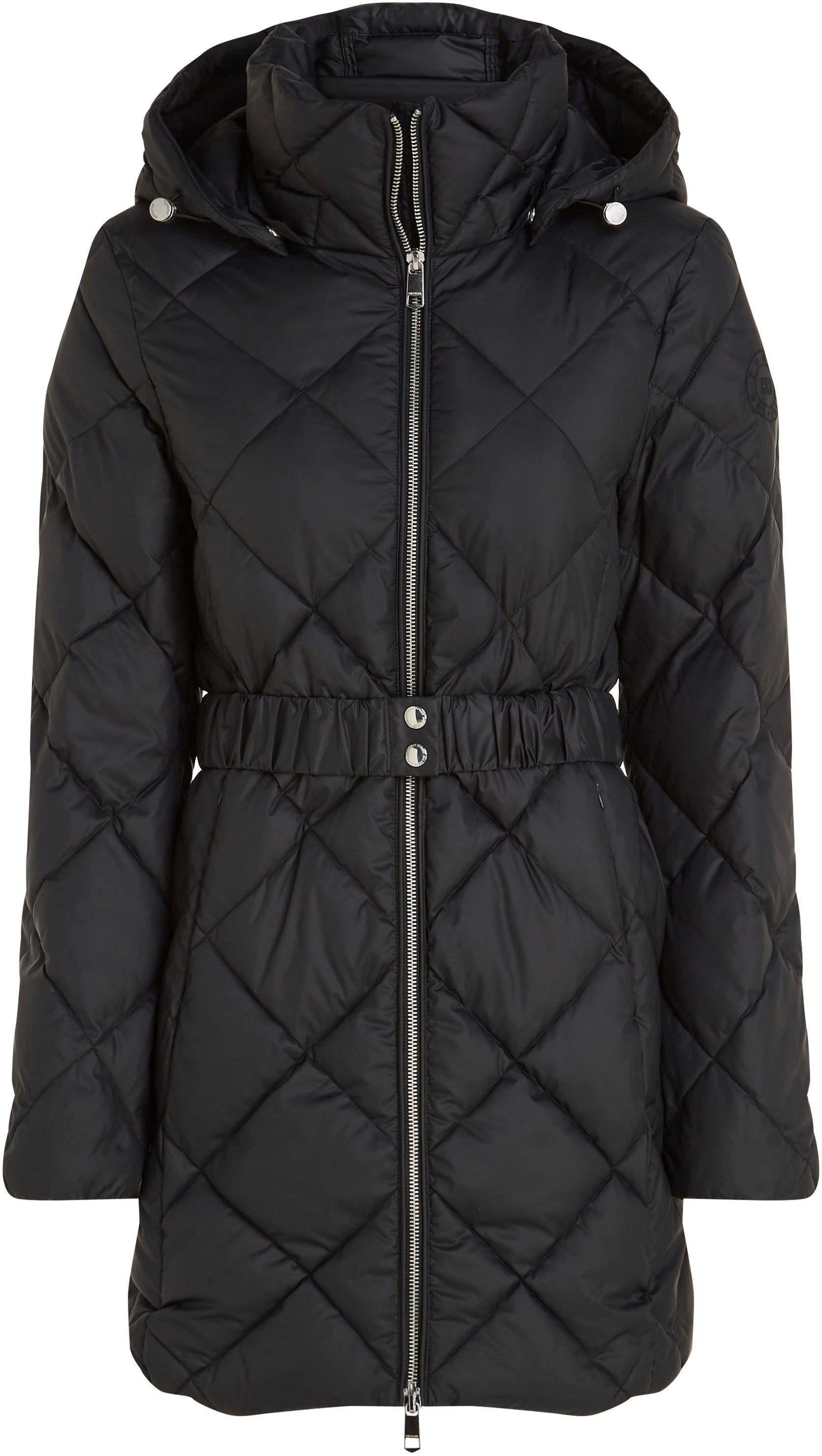 Tommy Hilfiger Steppmantel ELEVATED BELTED mit QUILTED COAT Kapuze abnehmbarer