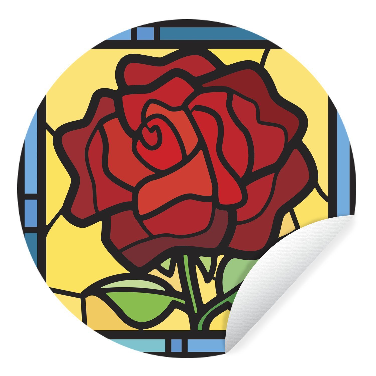 MuchoWow Wandsticker Eine Illustration einer Rose in farbigem Glas (1 St), Tapetenkreis für Kinderzimmer, Tapetenaufkleber, Rund, Wohnzimmer