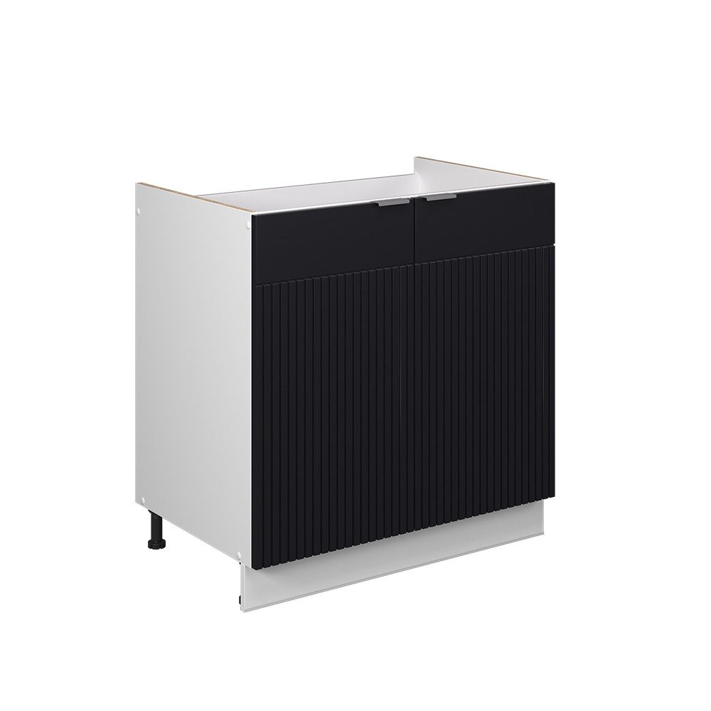 Vicco Unterschrank Fame-Line, Schwarz gestreift/Weiß, 80 cm ohne Arbeitsplatte (1-St)