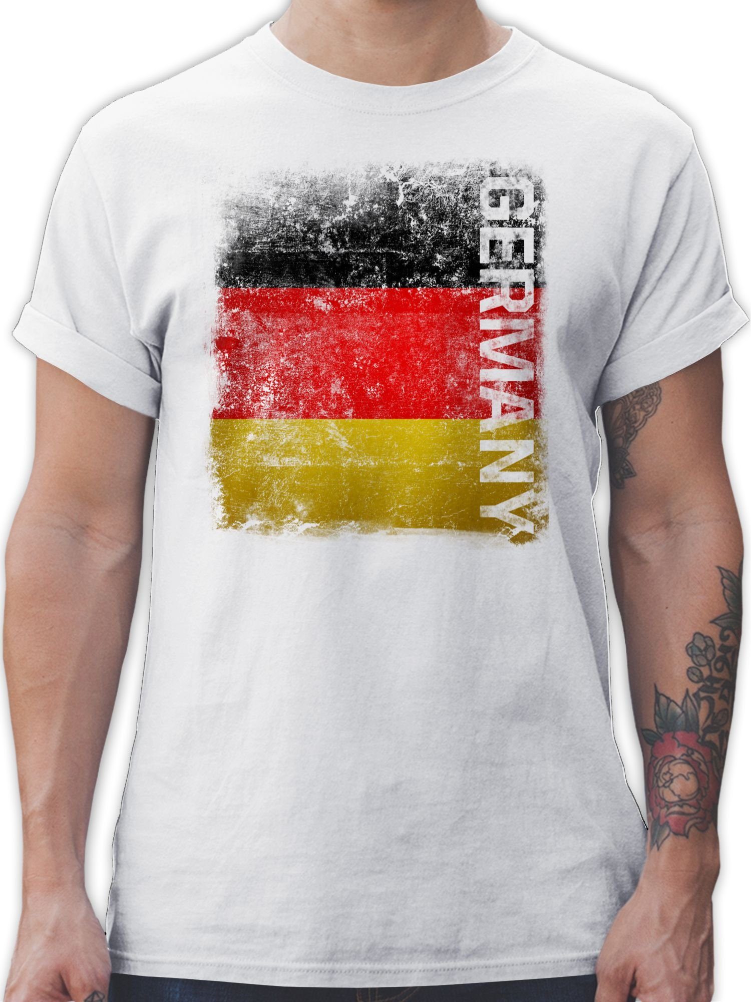 Shirtracer T-Shirt Germany Vintage Flagge Fussball EM 2024 2 Weiß | T-Shirts