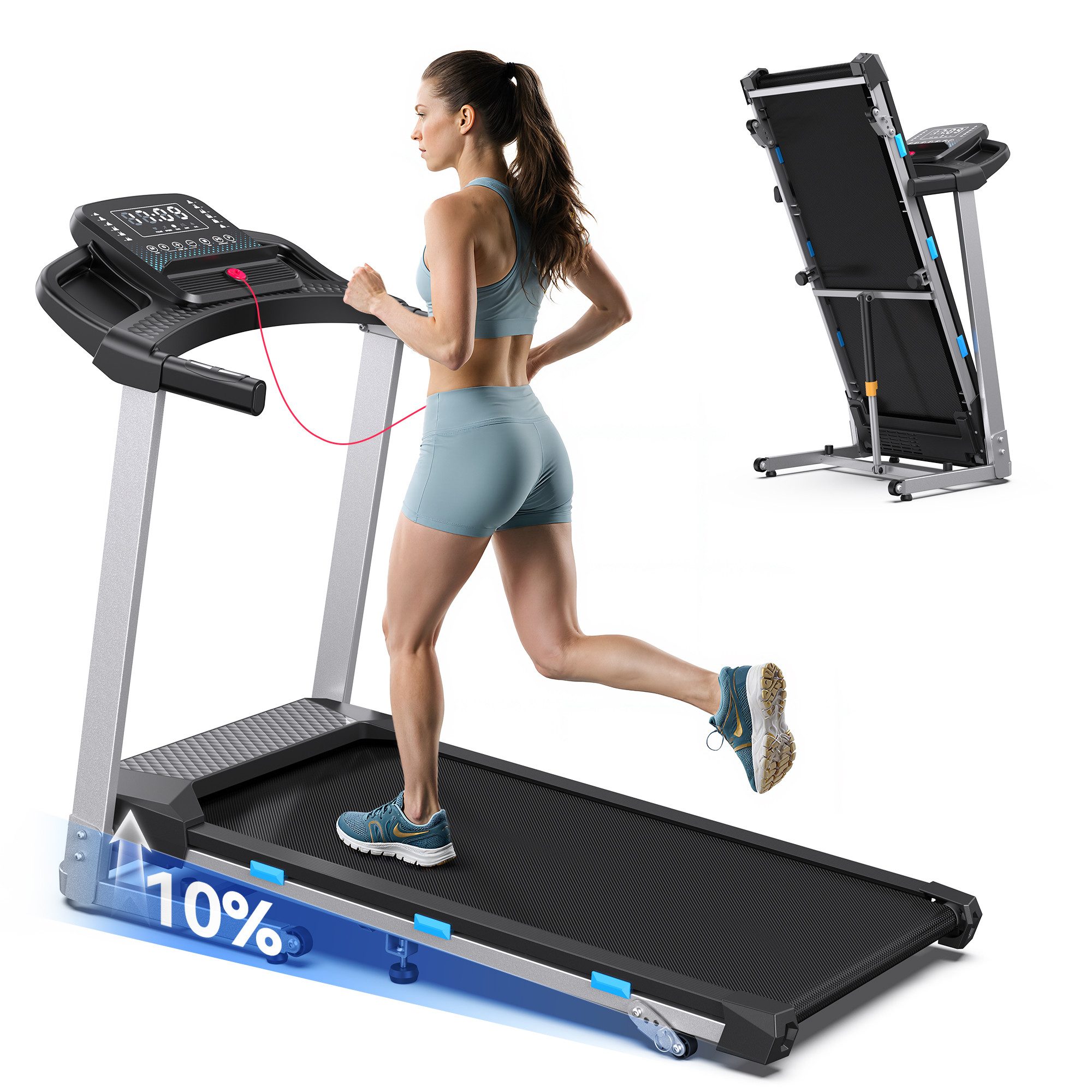 Laufband für Zuhause, 3,5 PS, 180KG, 1–12 km/h, Herzfrequenz