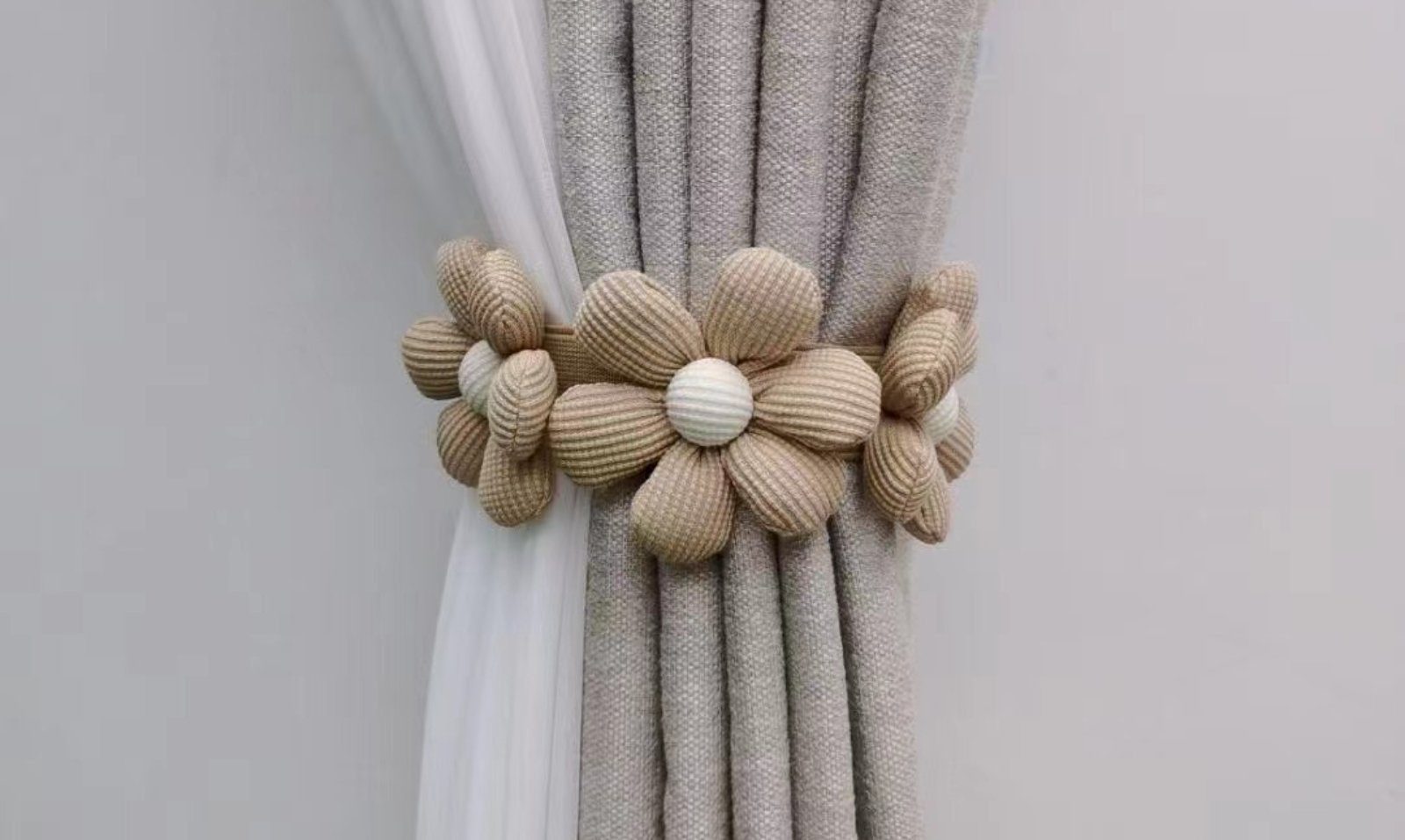 BYSURE Raffhalter, (2-tlg), Gewebte Blumen, Elastische Vorhang Binder, Boho günstig online kaufen