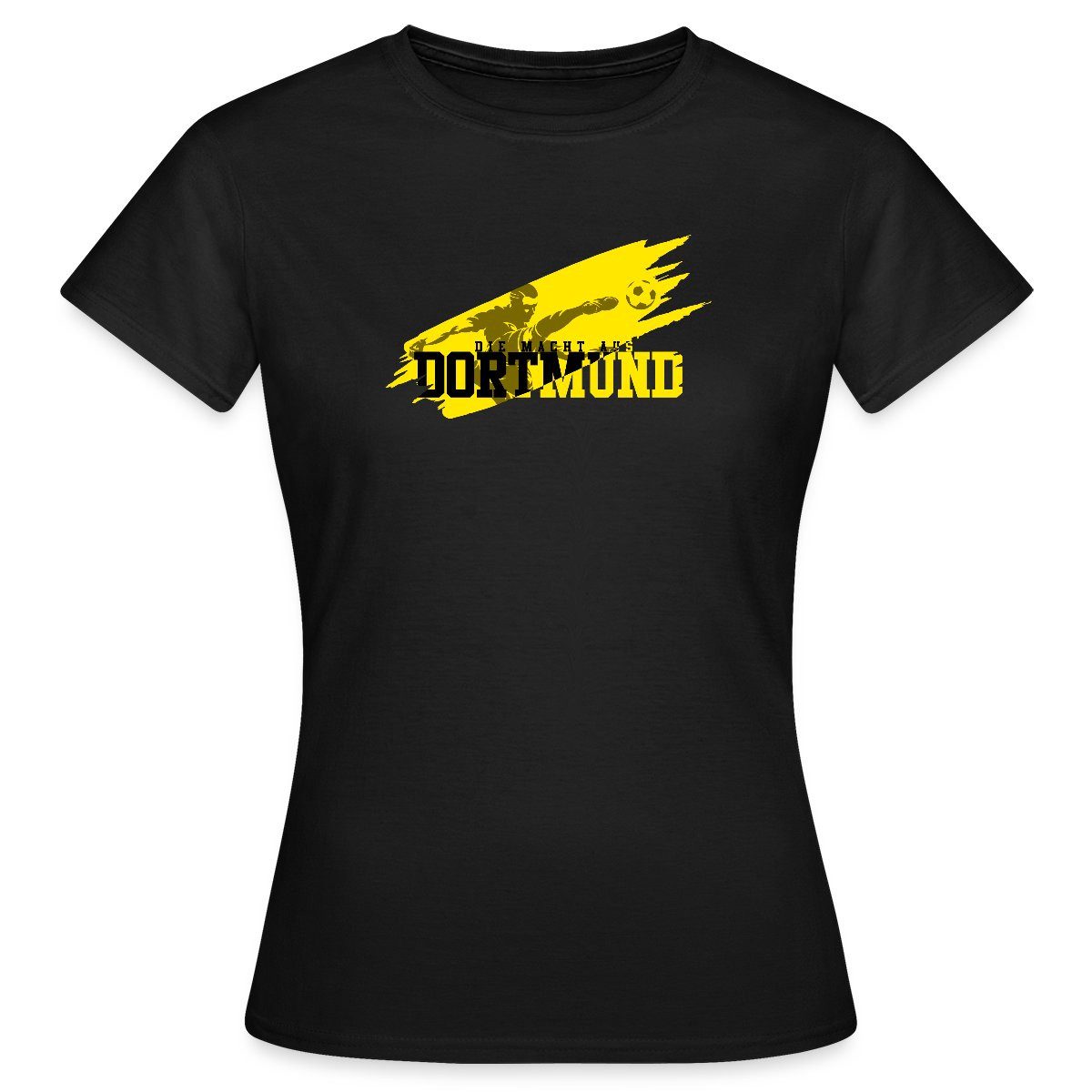 Spreadshirt T-Shirt Die Macht Aus Dortmund Schwarz-Gelb Fußball Fan Frauen günstig online kaufen