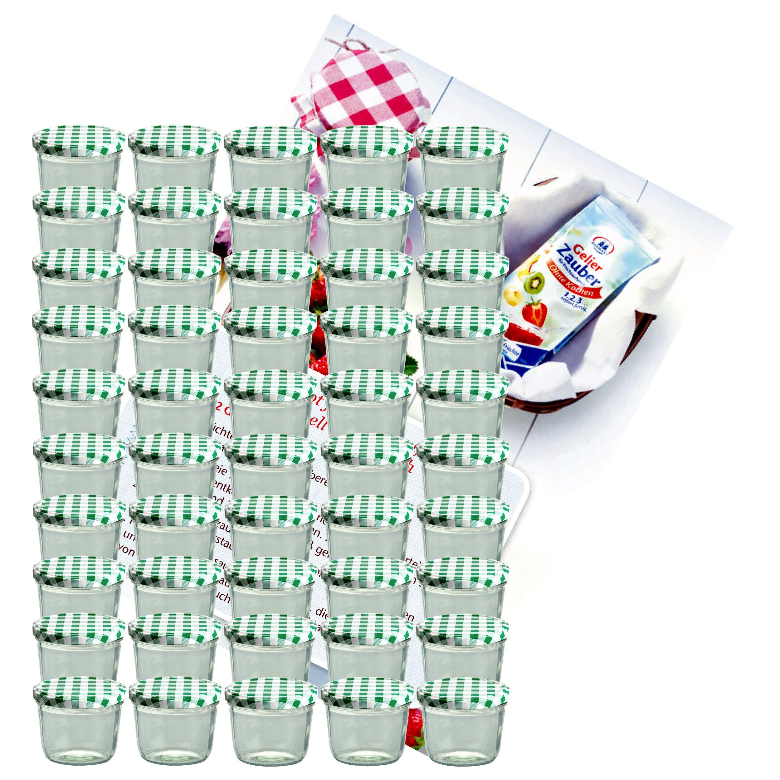 MamboCat Einmachglas 50er Set Sturzglas 230 ml Marmeladenglas To 82 grün karierter Deckel, Glas