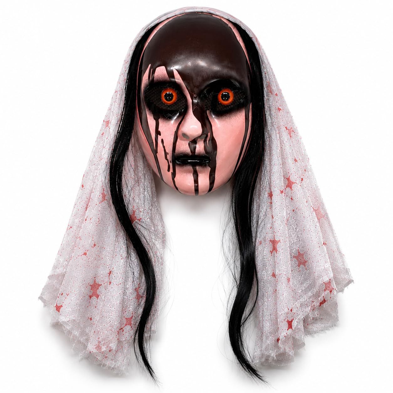 TK Gruppe Verkleidungsmaske Horror-Nonnenmaske mit Schleier für Halloween und Kostümpartys