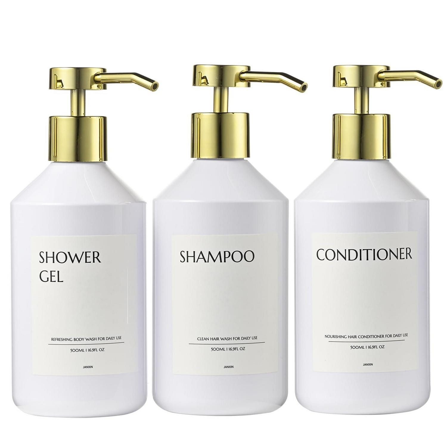 LuxusKollektion Seifenspender Seifenspender 3er Set 500ml Weiss/Gold