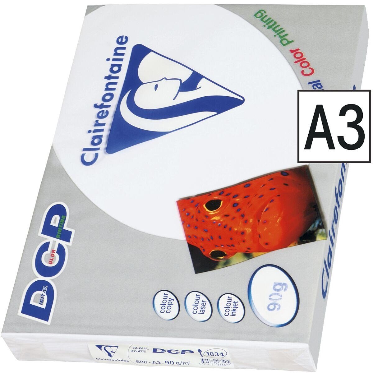 CLAIREFONTAINE Farblaser-Druckerpapier DCP, Format DIN A3, 90 g/m², 172 CIE, 500 Blatt