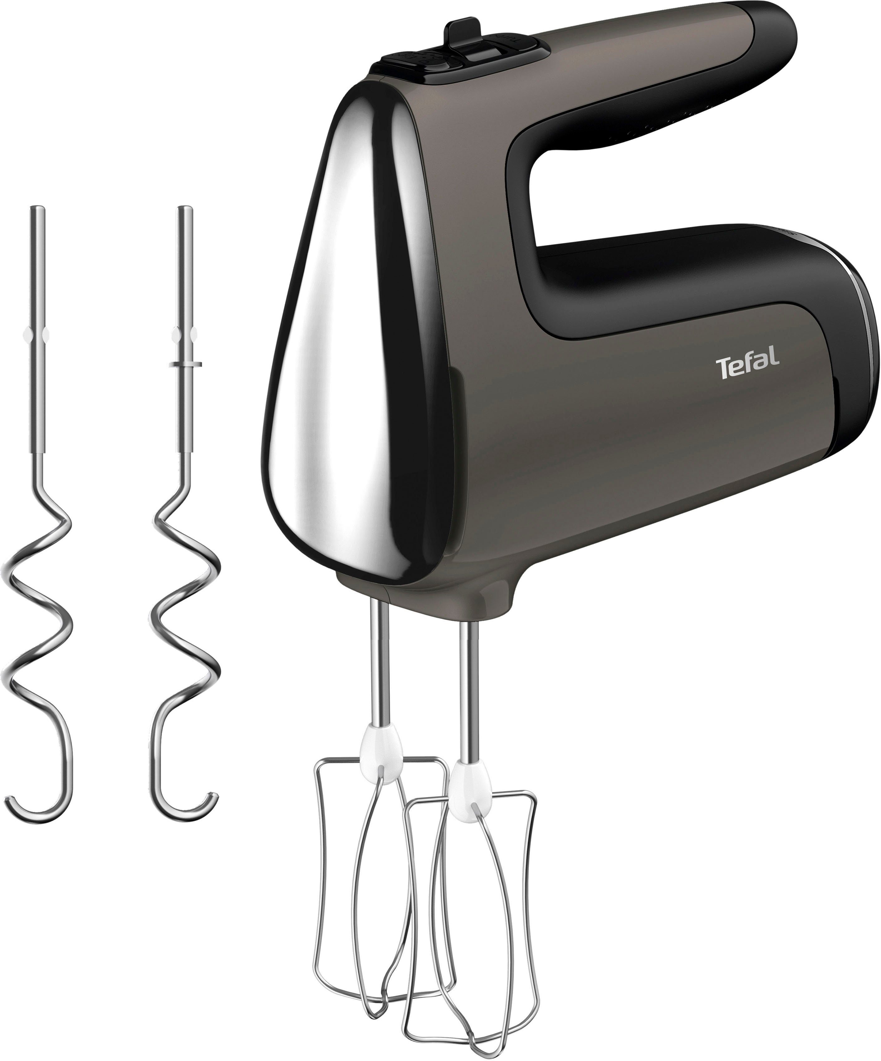 Tefal Handmixer HT650E Power Mix Silence, 600 W, extrem leiser Motor, inkl. 2 Rührbesen und 2 Knethaken