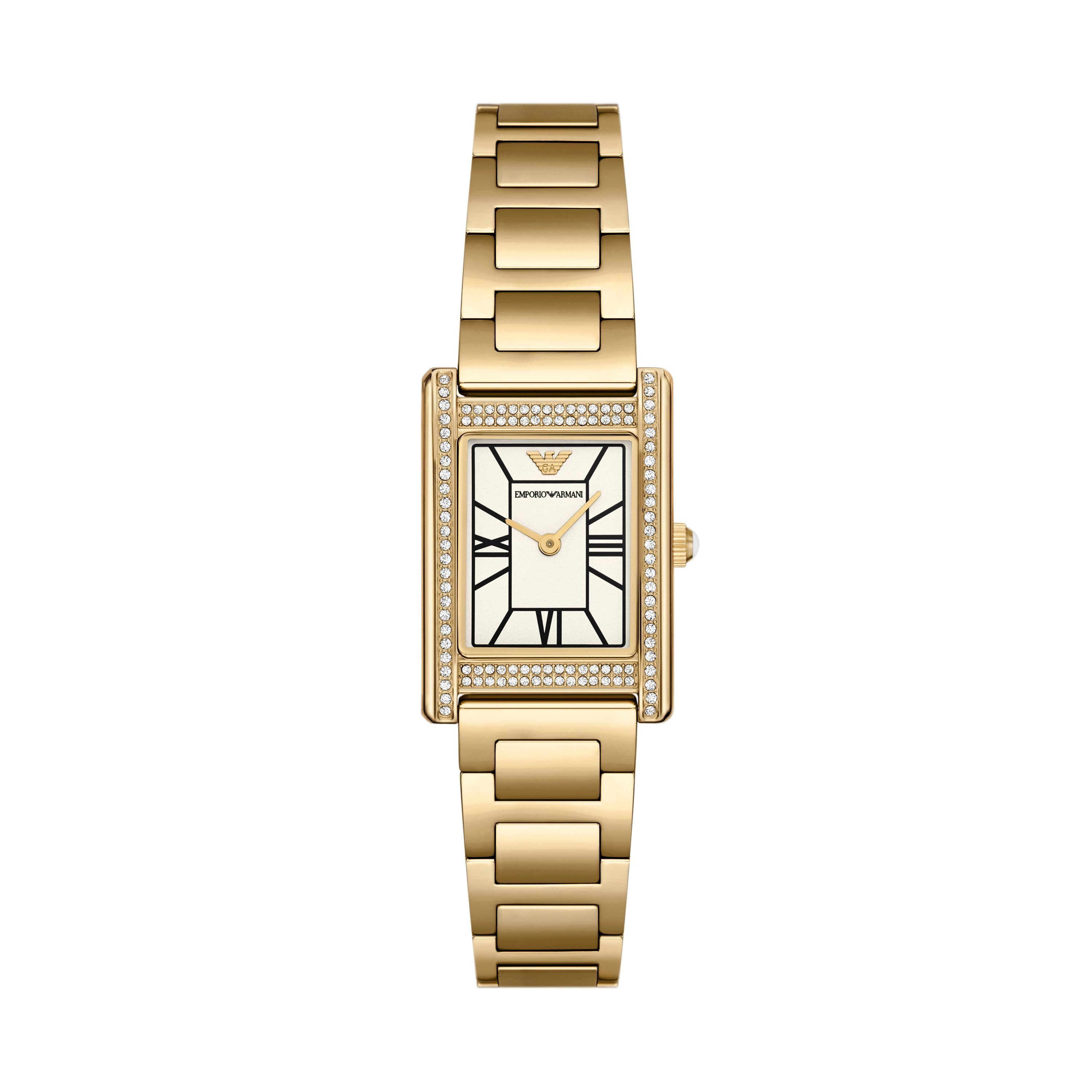 Emporio Armani Quarzuhr AR11797, Armbanduhr, Damenuhr, Edelstahlarmband, analog, Glassteine