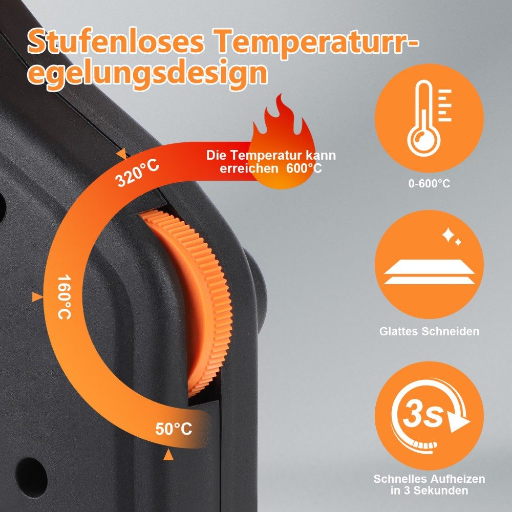 VIVIHEYDAY Heißdrahtschneider 300W Styroporschneider Elektrische Heißmesser Schaumschneider, mit 5 Nichrom Klingen 50-600℃ Styrocutter 220-240V, mit Kühlsystem Geeignet für Styropor