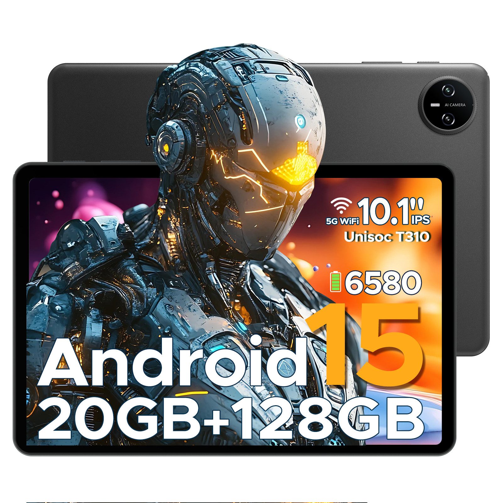 DOOGEE TAB A9 PRO Android 15 10.1 Zoll Tablet 4GB+128GB/2TB TF Gaming Tablet (10,1", Android 15, Einzelgerät Tablet, 6580mAh, 5G WiFi/GMS/Face ID/BT 5.0)