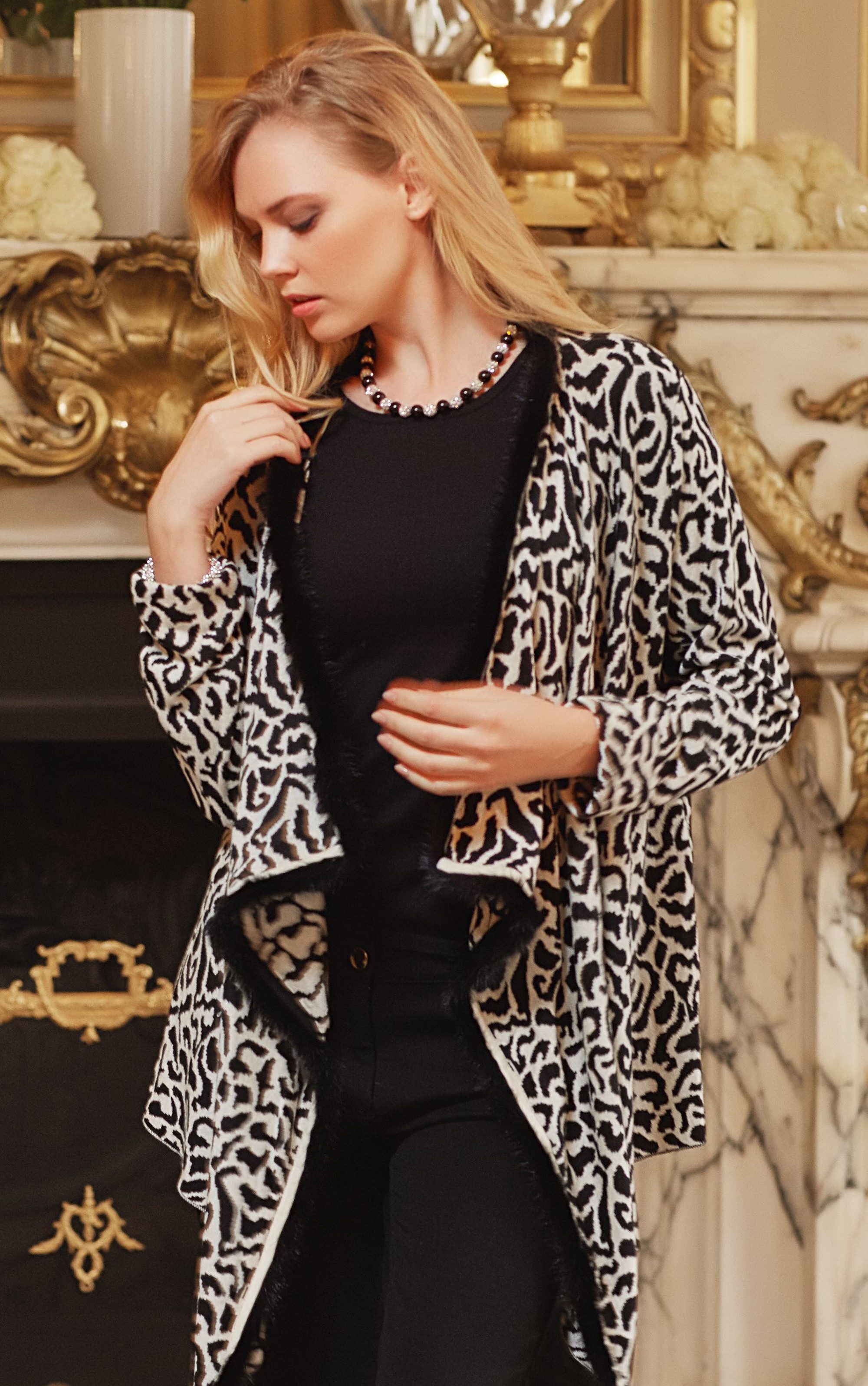 Passioni Cardigan Twinset mit offenem Wasserfall-Cardigan günstig online kaufen
