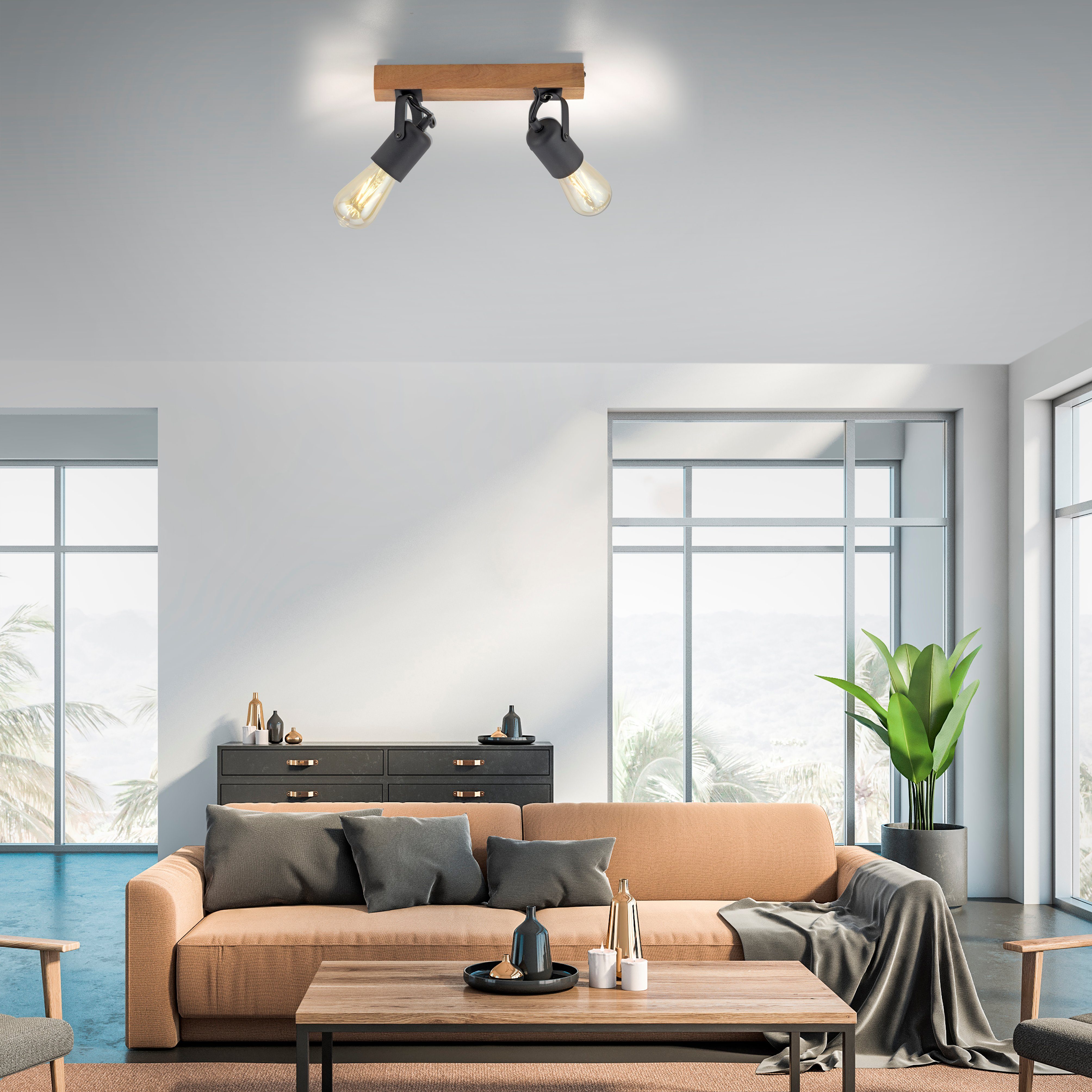JUST LIGHT Wandleuchte Wand- Style Moderne Leuchtmittel, ohne ExklusiveE27, im Deckenlampe und Industrial CANOP