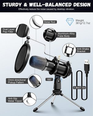 ELEGIANT Streaming-Mikrofon Elegiant EGM-04 - Kondensations-Mikrofon, kristallklare Wiedergabe, Premium Qualität