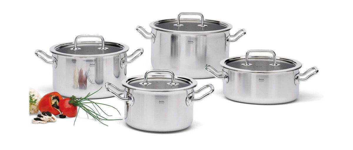 Spring Geschirr-Set Topf-Set 4-tlg. Brigade Basic silber, Aluminium, Edelstahl, Glas