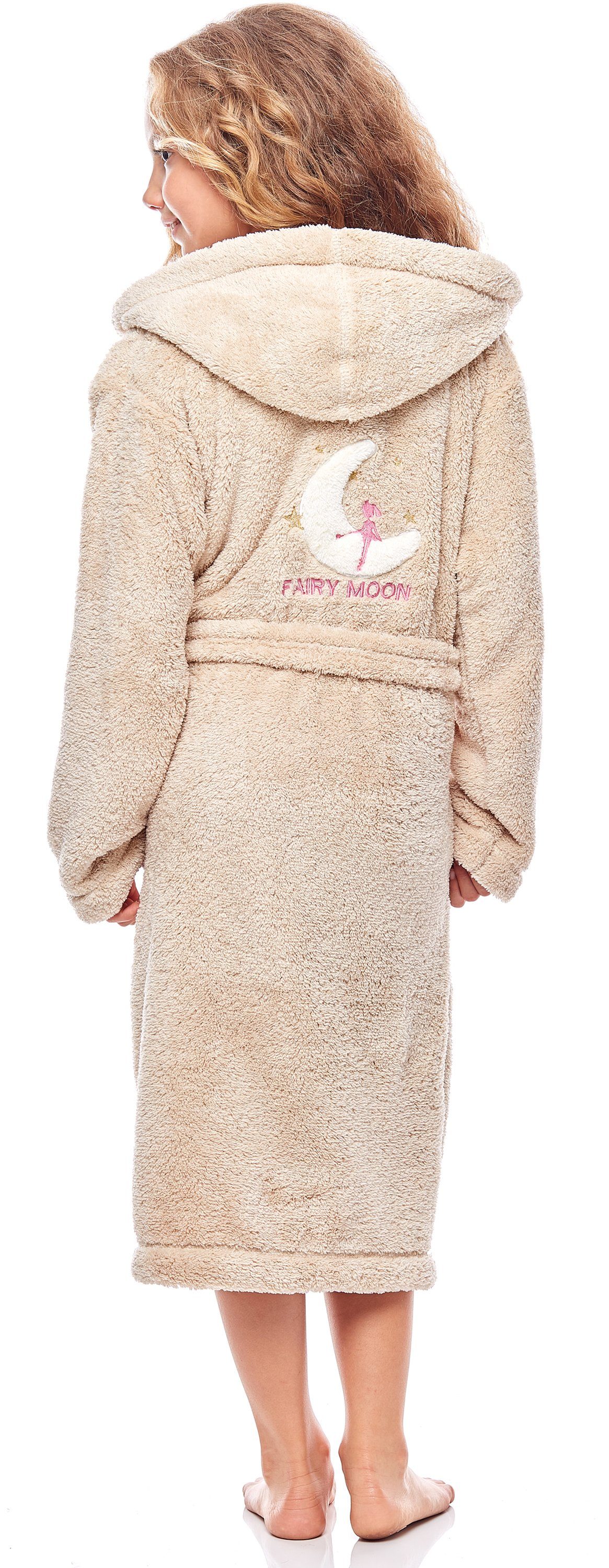 L&L Bademantel Mädchen & Jugend Bademantel mit Kapuze LL0016, 3/4, Polyester, Kapuze