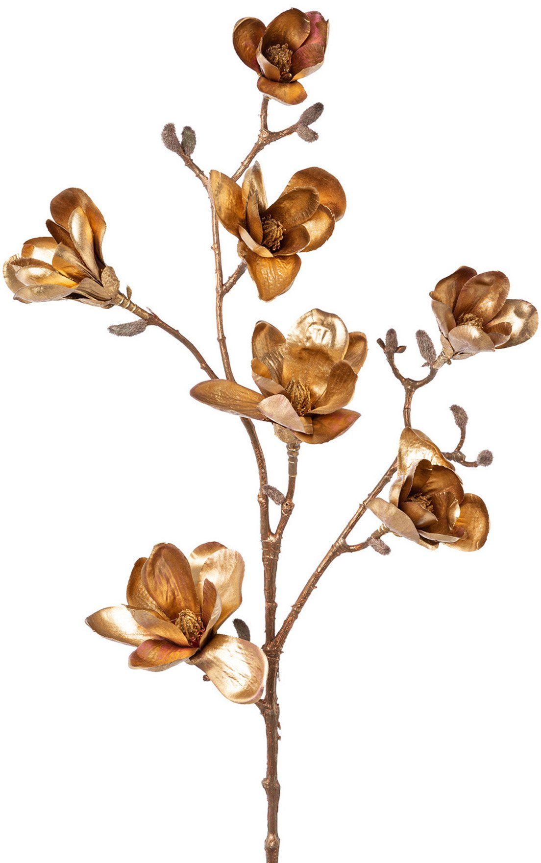 Kunstpflanze cm, Höhe Weihnachtsdeko altgoldfarben 104 deco, Winterliche Creativ Magnolie,