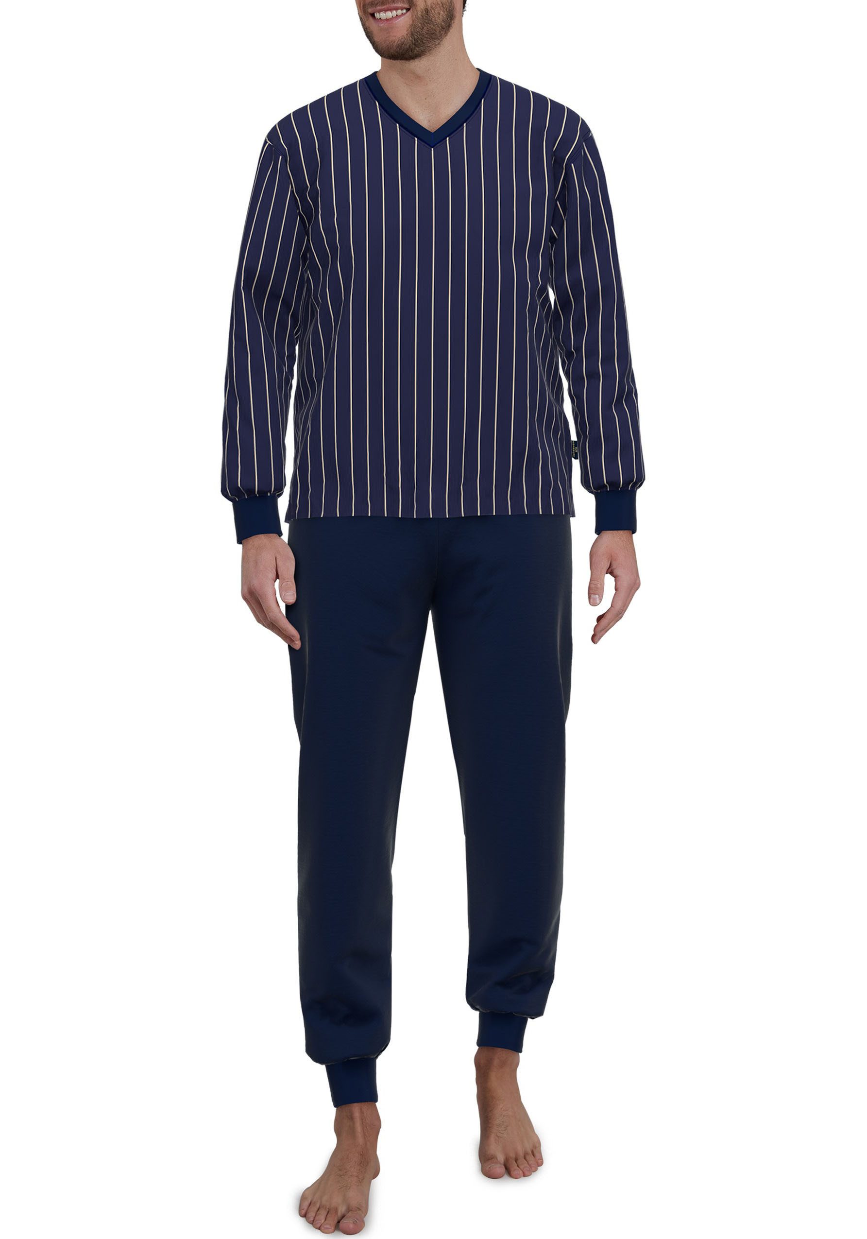 GÖTZBURG Schlafanzug Clubhouse (2 tlg) Langarm, lange Hose, V-Ausschnitt, B günstig online kaufen