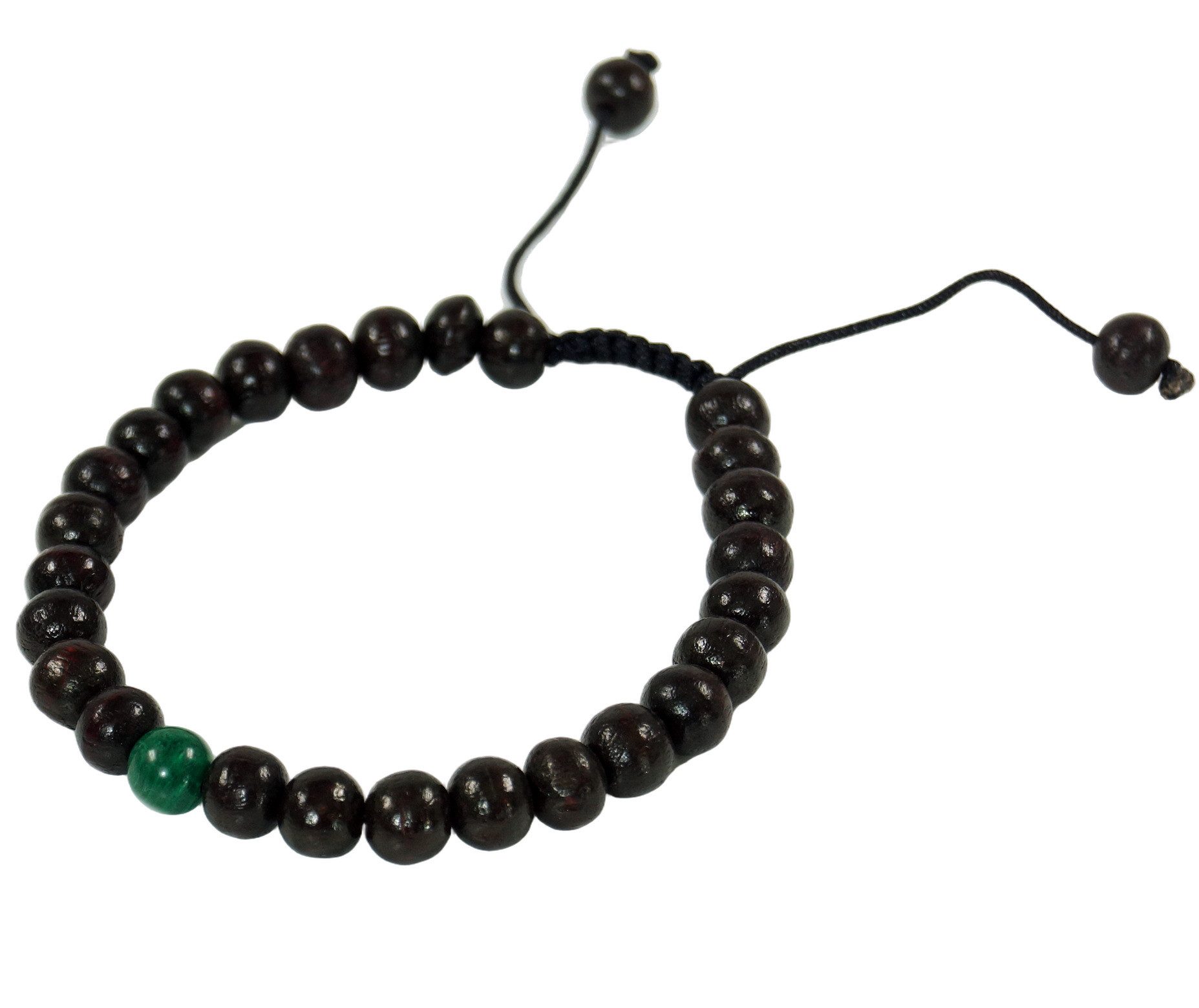 Guru-Shop Armreif Mala Armband Holz Malachit, Handmala