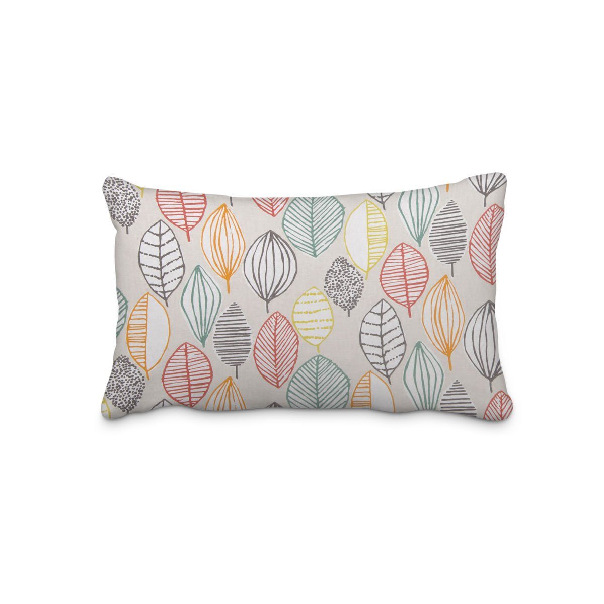 SCHÖNER LEBEN. Dekokissen SCHÖNER LEBEN. Kissenhülle Canyon Blätter beige braun grün rot